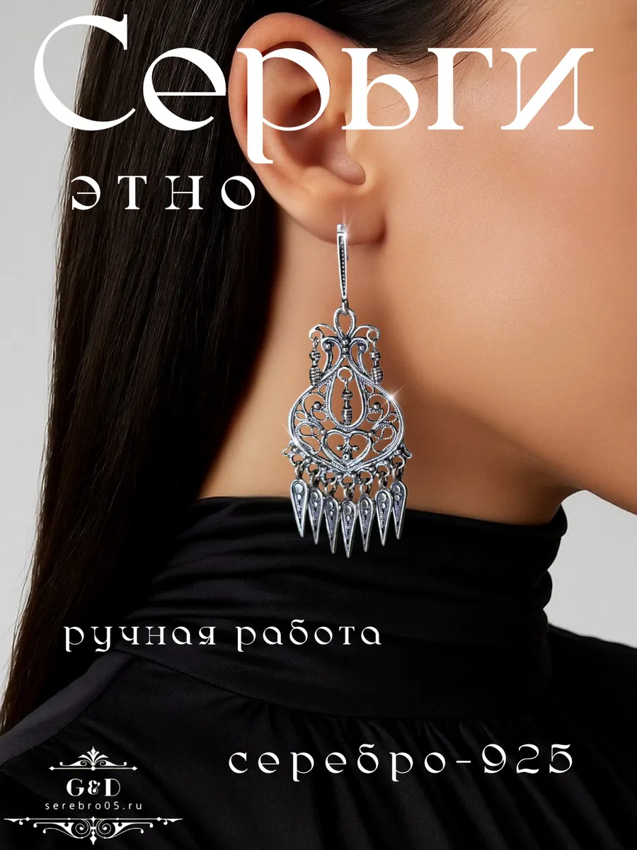 1-458 Серьги 925 пробы — изображение 1