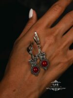серьги с кораллом серебро 925 — изображение 4