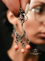 серьги с розовым кораллом