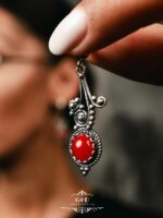 серьги с кораллом серебро 925 — изображение 2
