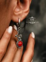 серьги с кораллом серебро 925 — изображение 3