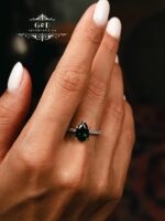 серебряное кольцо капля ЗЕЛЕНЫЙ — изображение 3