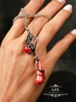 серебряный кулон с кораллом — изображение 2