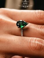 серебряное кольцо капля ЗЕЛЕНЫЙ — изображение 4