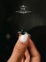 серебряное кольцо капля ЗЕЛЕНЫЙ — изображение 5