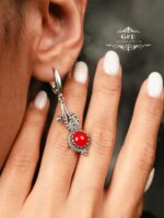 серьги с кораллом серебро 925 — изображение 5