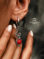 серьги с кораллом серебро 925 — изображение 6