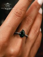 серебряное кольцо капля ЗЕЛЕНЫЙ — изображение 7