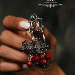 коралловые серьги с серебром