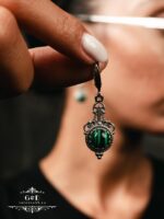 серебряные серьги с малахитом — изображение 2