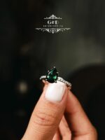 серебряное кольцо капля ЗЕЛЕНЫЙ — изображение 9