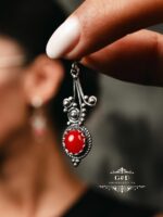 серьги с кораллом серебро 925 — изображение 8